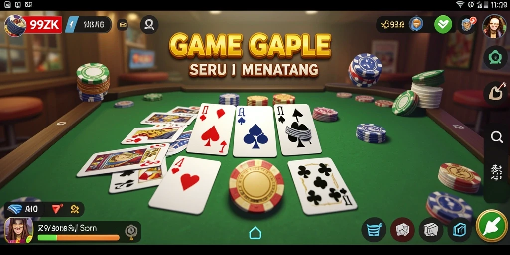 Tampilan gameplay seru dalam aplikasi Gaple 99ZK.