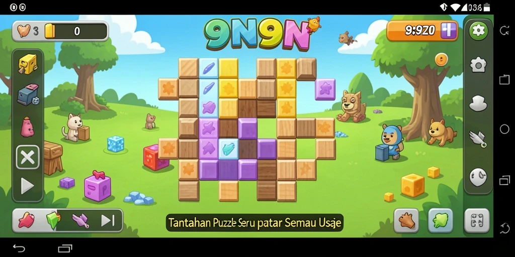 Tampilan gameplay <strong>9N9N</strong> dengan teka-teki yang menantang.