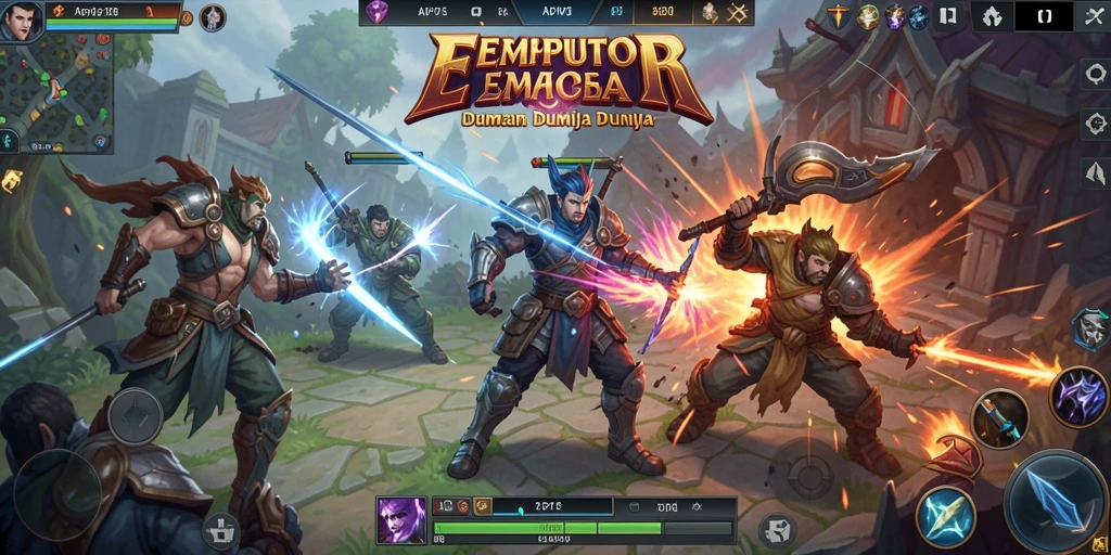 Screenshot gameplay API77 menampilkan aksi seru pertempuran MOBA.