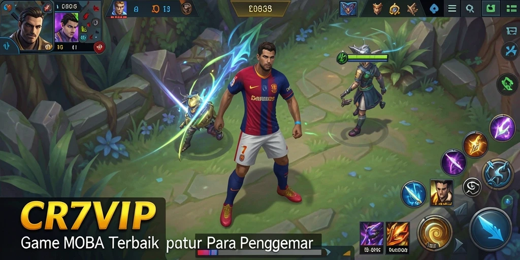 Tampilan seru dari gameplay MOBA yang penuh aksi di CR7VIP.