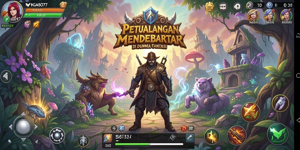 Tangkapan layar NGASO77 memperlihatkan karakter menjelajahi dunia petualangan yang menakjubkan.