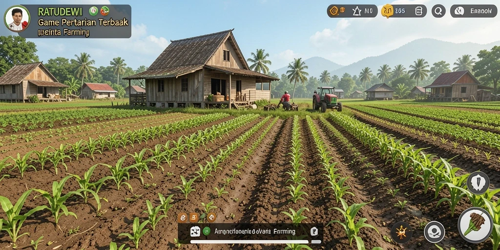 Tampilan gameplay menarik dari RATUDEWI saat bertani di kebun.