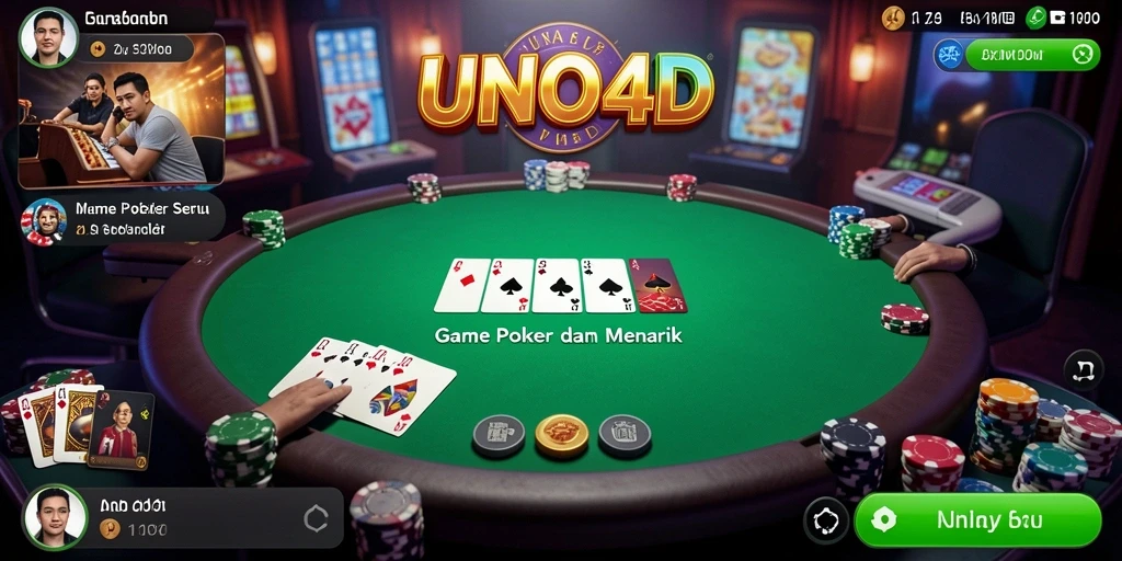 Tampilan gameplay menarik dari game Poker UNO4D.