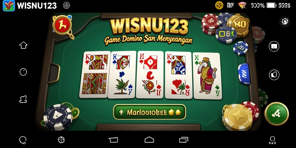 Screenshot gameplay seru dari WISNU123 yang menampilkan pertarungan kartu Domino.